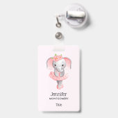 Badge Adorable Ballerina Elephant En Pointe (Dos avec clip rétractable)