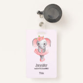 Badge Adorable Ballerina Elephant En Pointe (Front with Retractable)