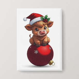 Badge adorable bébé vache highland assise