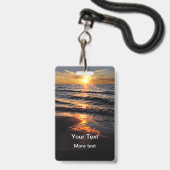 Badge Affaires de coucher du soleil de plage ou (Face avec cordon)