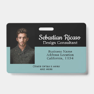 Badge Affaires personnalisées sarcelle noir