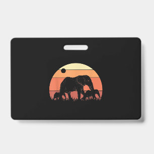 Badge Afrique Zoo gardien Animal Famille Retro Elephant