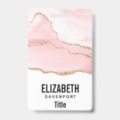 Badge Agate rose vierge avec ruban or Élégant (Arrière)