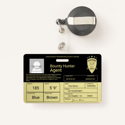 Badge Agent de chasseur de générosité (Back with Retractable)