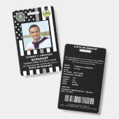Badge Agent de Correction Photo Logo Prison Gardien ID (Avant & arrière)