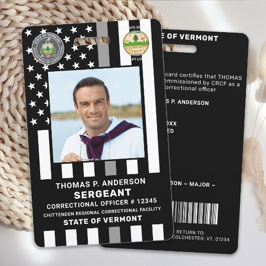Badge Agent de Correction Photo Logo Prison Gardien ID