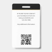 Badge Agent de Notaire Public de Style Photo QR Code ID (Arrière)