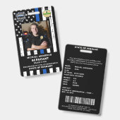 Badge Agent de Police Logo Personnalisé avec Code-Barres (Avant & arrière)
