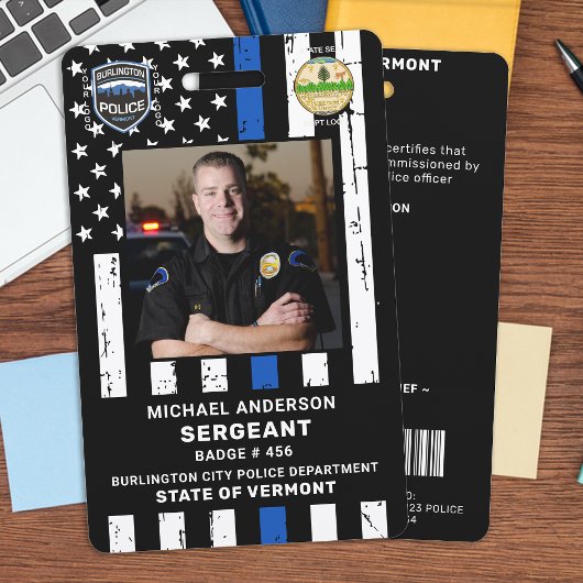 Badge Agent de Police Logo Personnalisé avec Code-Barres