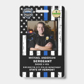 Badge Agent de police logo personnalisé photo code-barre (Avant)