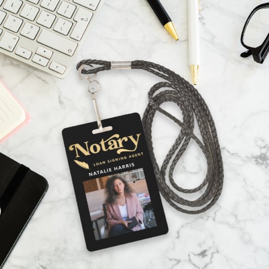 Badge Agent de prêt notaire photo élégant or