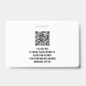 Badge Agent de sécurité photo noir ID (Arrière)