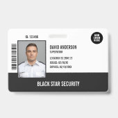 Badge Agent de sécurité photo noir ID (Avant)