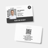 Badge Agent de sécurité photo noir ID (Avant & arrière)