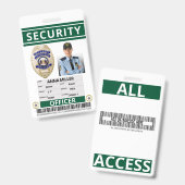 Badge Agent de sécurité verte Employé d'impression perso (Avant & arrière)