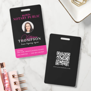 Badge Agent de signature de notaire Code QR photo Black