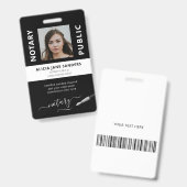 Badge Agent de signature de notaire noir et blanc profes (Avant & arrière)