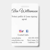 Badge Agent de signature de prêt notaire public ajouter (Arrière)