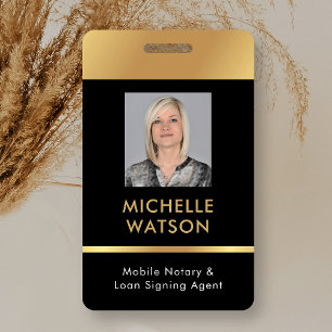 Badge Agent de signature de prêt notarial Photo ID Noir