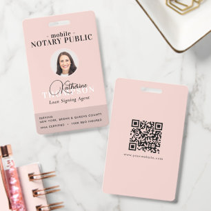 Badge Agent de signature notariale Code QR photo rose mo