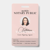 Badge Agent de signature notariale Code QR photo rose mo (Avant)