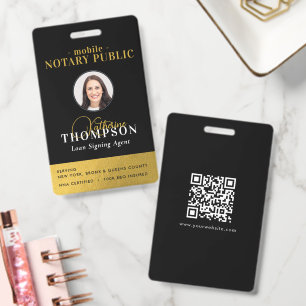 Badge Agent de signature notarié Black Gold Code QR phot