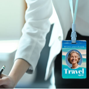 Badge Agent de voyage ID Blue Ocean Beach Employé