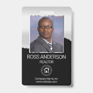 Badge Agent immobilier en noir et argent