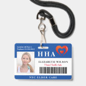 Badge Aide à domicile | Photo d'identité médicale (Avant avec lanière)