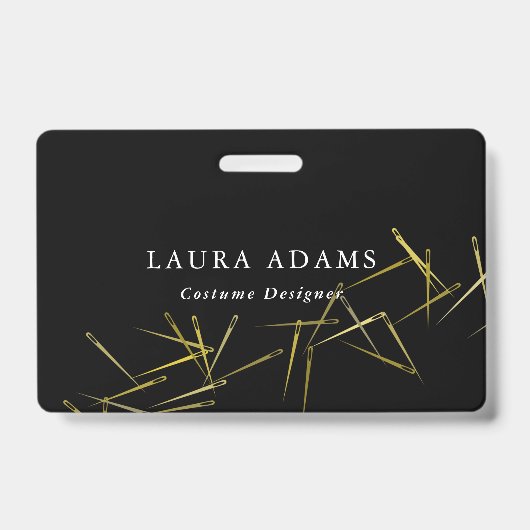 Badge Aiguilles d'or | Elégant concepteur de mode | Name (Front)