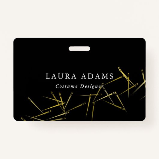 Badge Aiguilles d'or | Elégant concepteur de mode | Name (Devant)