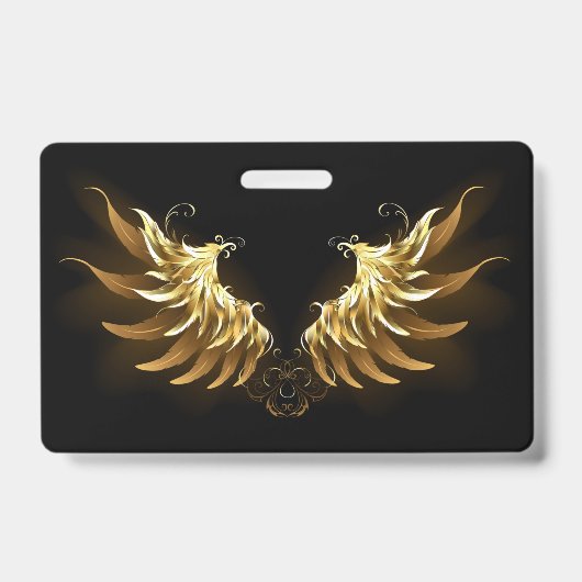 Badge Ailes d'ange dorées sur fond noir (Avant)