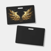 Badge Ailes d'ange dorées sur fond noir (Avant & arrière)