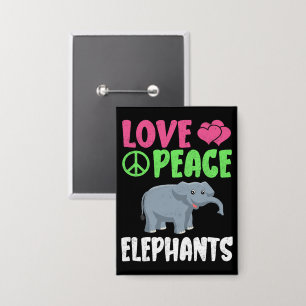 Badge Aimer Paix Eléphants Cute Zoo Animaux Eléphants