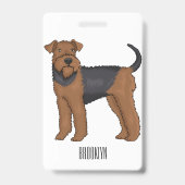 Badge Airedale terrier dog cartoon (Back)