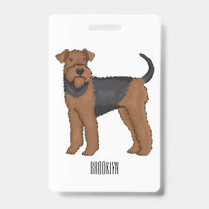 Badge Airedale terrier dog cartoon