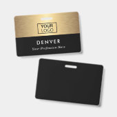 Badge Ajouter le logo nom de l'employé titre dégradé dor (Avant & arrière)