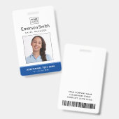 Badge Ajouter le logo photo bleu blanc nom de l'employé (Avant & arrière)
