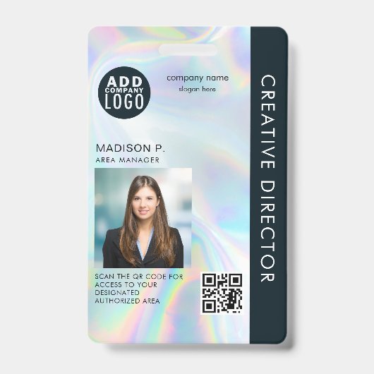 Badge Ajouter un code QR de logo d'entreprise Photo d'id (Avant)