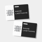 Badge Ajouter un logo Horizontal Simple moderne Noir Bla (Recto et verso)