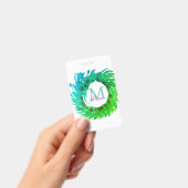 Badge Ajouter une couronne de Noël vert rose monogramme (Manuel / portable)