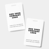 Badge Ajouter votre logo d'entreprise Identifiant du per (Avant & arrière)