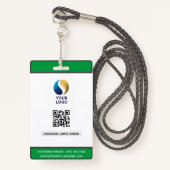 Badge Ajoutez votre logo avec QR Code Green Corporate (Devant avec lanière)