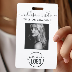 Badge Ajoutez Votre Logo Moderne Minimaliste Photo Blanc