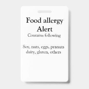 Badge Alerte d'allergie alimentaire ajouter le nom des a