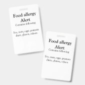 Badge Alerte d'allergie alimentaire ajouter le nom du te (Avant & arrière)