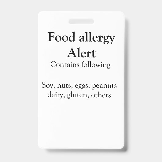Badge Alerte d'allergie alimentaire ajouter le nom du te (Avant)