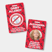 Badge Alerte d'allergie aux aliments laitiers Avertissem (Front & Back)