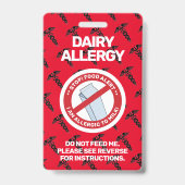 Badge Alerte d'allergie aux aliments laitiers Avertissem (Front)