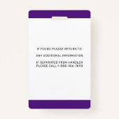 Badge Alerte de saisie Service personnalisé ID chien pho (Dos)